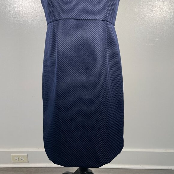 Banana Republic Navy Blue Crew Neck Textured Sleeveless Knee length Dress 8 - Picture 5 of 15